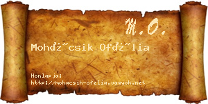 Mohácsik Ofélia névjegykártya